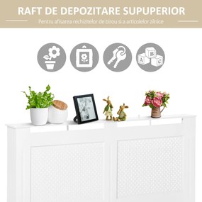 HOMCOM Mască pentru Calorifer din Lemn MDF cu Raft Superior, 151,5x82x19 cm, Alb | Aosom Romania