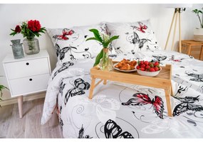 Stanex Lenjerie de pat din bumbac Motýl alb, 140 x 220 cm, 70 x 90 cm
