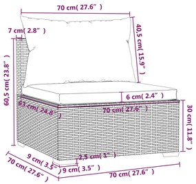 Set mobilier de gradina cu perne, 12 piese,gri, poliratan gri si antracit, 4x colt + 7x mijloc + masa, 1