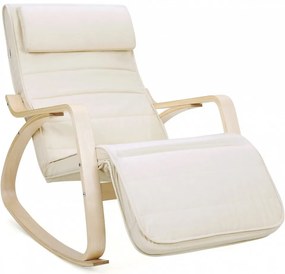 Fotoliu balansoar, lemn de mesteacan / textil, crem, Songmics, LYY10M