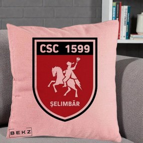 Perna Personalizata CSC 1599 Selimbar Fotbal, 40x40 cm, Roz, Husa Detasabila, Perna Inclusa, BEKZ®