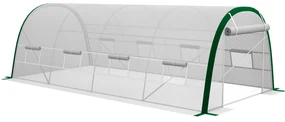 Outsunny Seră de Grădină Tunnel 18 m² dim. 6L x 3l x 2H m, 8 ferestre, Ușă cu fermoar rulabil, Oțel galvanizat, preț PE, Alb | Aosom Romania