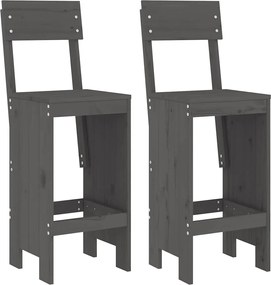 vidaXL Taburete de bar, 2 buc., gri, 40x48,5x115,5 cm, lemn masiv pin
