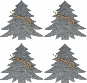 Buzunar pentru tacâmuri X-Mas Tree gri, set de 4bucăți