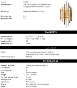 Aplica de perete LUX sticla texturata, Leonora alama vintage