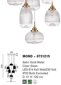 Lustra cu 6 pendule design modern Mond