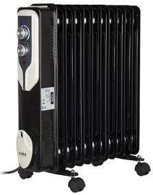 Calorifer electric Floria ZLN-3666,Negru 2500 W, 11 elementi, 3 trepte de putere, Termostat reglabil, Protectie supra-incalzire, Indicator luminos,