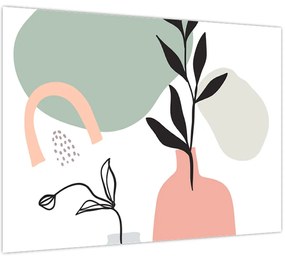 Tablou pe sticlă - Flori într-o vază N⁰3 (70x50 cm)