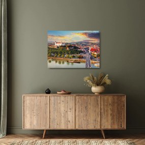 Tablou pe sticlă - Panorama bratislavei, Slovacia (70x50 cm)