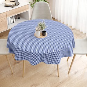 Goldea față de masă 100% bumbac - carouri albastre și albe - rotundă Ø 140 cm