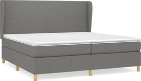 vidaXL Pat box spring cu saltea, gri închis, 200x200 cm, textil
