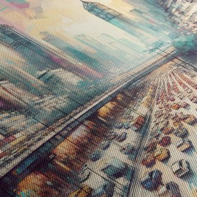 Tablou - Viața din marele oraș (cu ceas) (90x30 cm)