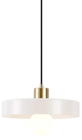 Lampă suspendată retro aurie cu sticlă bej - Jina