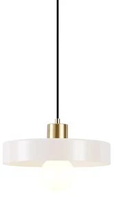 Lampă suspendată retro aurie cu sticlă bej - Jina