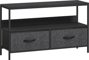 HOMCOM Mobilier pentru Televizor de 47" cu Sertare Pliabile din Material Textil și Raft, 98x29x56 cm, Lemn Natural | Aosom Romania