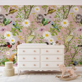 Tapet Fairy forest in watercolor pink, VLAdiLA