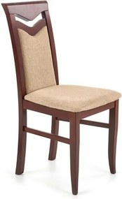 Scaun tapitat CITRONE, bej/nuc, stofa clasica/lemn, 44x43x96 cm