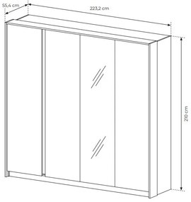 Dulap de haine Danton 220 (cu oglindă) (Bej). 1071333
