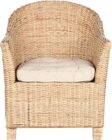 Fotoliu din rattan natural împletit manual cu pernă de șezut, 67×64×86 cm, „Palma"