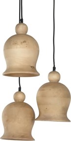 Set 3 lustre suspendate din lemn de mango, negru și natur, 110 x 38 cm, „Creil”