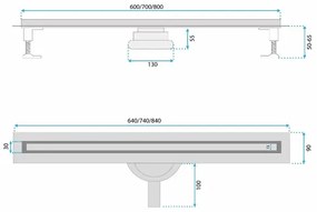 Set rigola pentru dus plus capac auriu Rea Neox Slim Pro 60 cm