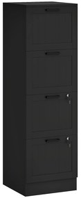 HOMCOM Comodă pentru Documente cu 4 Sertare, Șină Reglabilă, 2 Chei și 2 Încuietori, 40x40x131 cm, Negru | Aosom Romania