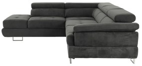 Set canapea cu spaţiu de depozitare, gri, material textil, stânga, BUTON R