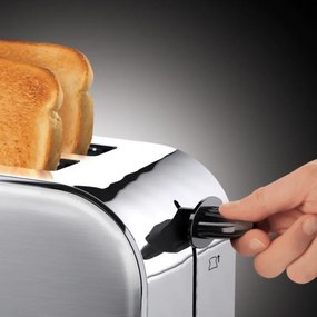 Prajitor de paine Russell Hobbs Adventure 23610-56, 1600 W, 4 felii, 6 trepte, Sistem Perfect Toast pentru coacere uniforma, Incalzire, Otel inoxidabil