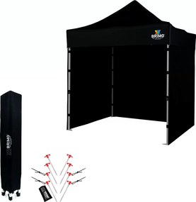 Foișor tip foarfecă 2x2 m Oțel | Dotări profesionale Ridicat în 45 s. - cu 3 pereți - Negru