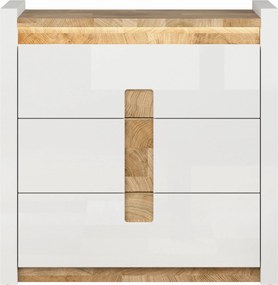 Comoda ALAMEDA, alb/stejar, PAL, 97x41x97 cm