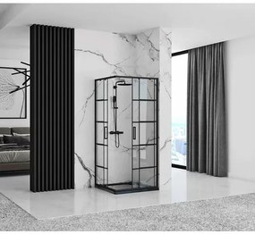 Cabina de dus patrata Rea Concept cu usi glisante 80x80 negru mat