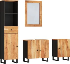 vidaXL Set mobilier de baie, 4 piese, lemn masiv de acacia