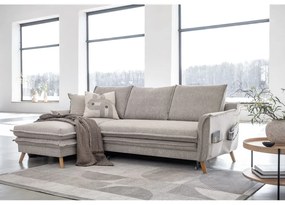 Colțar grej extensibil/cu spațiu de depozitare (cu colț pe partea stângă/cu șezlong) Charming Charlie – Miuform