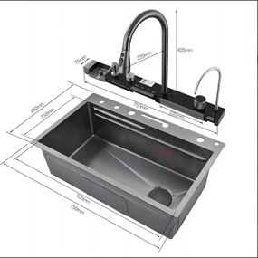 Chiuveta Bucatarie Profesionala Multifunctionala LED, Inox