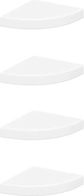 vidaXL Rafturi colțar de perete, 4 buc., alb, 25 x 25 x 3,8 cm, MDF