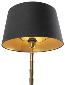 Lampă de masă Art Deco bronz cu abajur din bumbac negru 35 cm - Pisos
