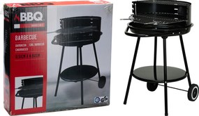 Gratar rotund pe carbuni cu raft si roti,Negru