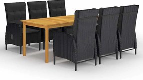 vidaXL Set de masă pentru grădină, 7 piese, negru