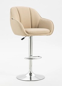 HR2055W Scaun Crem din Piele Ecologica cu Bază Cromata