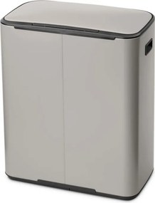 Cos de gunoi Brabantia Bo Pedal 1010450, 2x30 l, Inchidere lina, Baza antiderapanta, Gri deschis