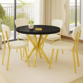 Scaun Barton, bej, profil din metal,auriu