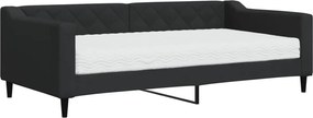 vidaXL Pat de zi cu saltea, negru, 90x190 cm, textil