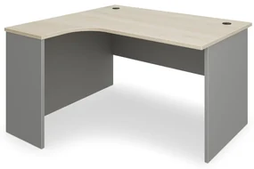 Birou de coltar SimpleOffice 140 x 120 cm, stanga, stejar deschis / gri