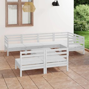3082753 vidaXL Set mobilier de grădină, 8 piese, alb, lemn masiv de pin