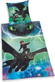 Lenjerie de pat din bumbac Herding Dragons, 135 x 200 cm, 80 x 80 cm