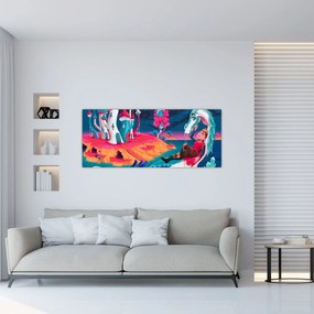 Tablou - Prinț și prințesa cu dragon (120x50 cm)