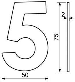 Număr casă 5", RN.75L, negru"