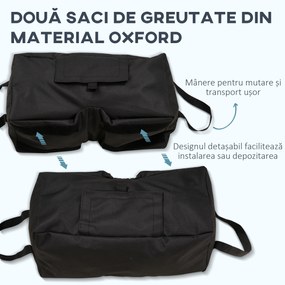 Outsunny Set 2 Baze pentru Umbrelă cu Sac Reîncărcabil cu 50 kg de Nisip, Mânere și Lopată, 50x25x18 cm, Negru | Aosom Romania
