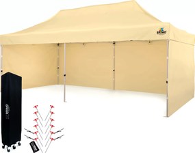 Cortină de petrecere 3x6m cu structură tip foarfecă (3 pereți) - Construcție din oțel și pânză 330g/m² - cu 3 pereți - Bej