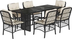 vidaXL Set mobilier de grădină cu perne, 7 piese, negru, poliratan